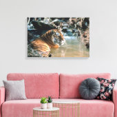 Tijger in water 2 canvas afdruk (Insitu (Woonkamer))