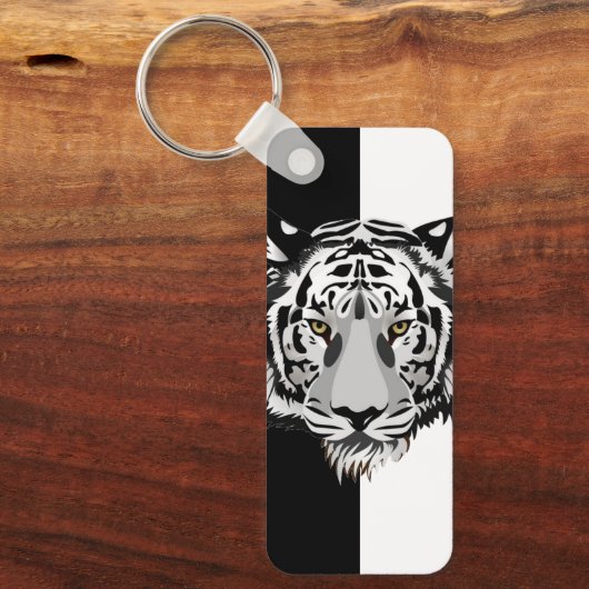 Tijger in zwart-wit sleutelhanger (Voorkant)