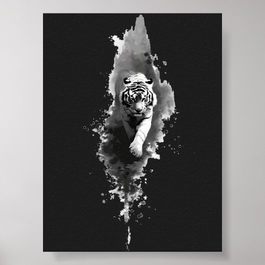 Tijger Inktwastafel Donkere Kunstposter Poster (Voorkant)