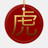 Tijger jaar goudrelig, symbool Zodiab RO Keramisch Ornament (Voorkant)