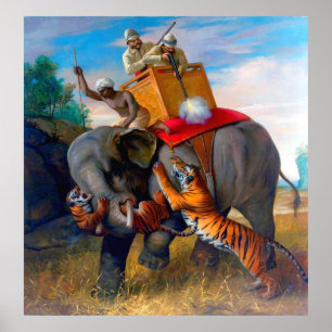 Tijger jagen Briton Rivière 1920 Poster