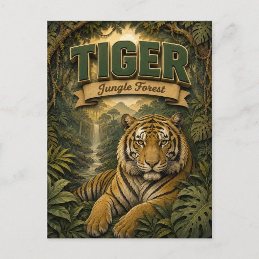 Tijger Jungle Bos POPCUT Briefkaart (Voorkant)