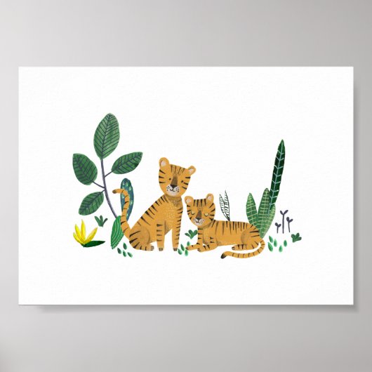 Tijger Jungle Safari kinderkamer jongen Poster (Voorkant)