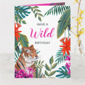 Tijger jungle wilde verjaardag kaart (Gele Bloem)
