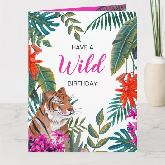 Tijger jungle wilde verjaardag kaart (Voorkant)