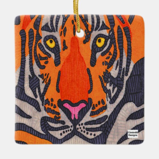 Tijger - Keramische Versiering Keramisch Ornament (Voorkant)