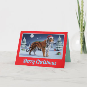 Tijger Kerst Landschap Vakantie Kaart