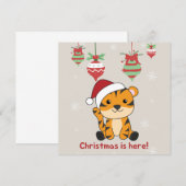 Tijger Kerst Sneeuw Winter Dieren Tijger Uitnodigi Kaart (Voorkant / Achterkant)