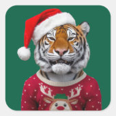 Tijger Kerst Sticker (Voorkant)