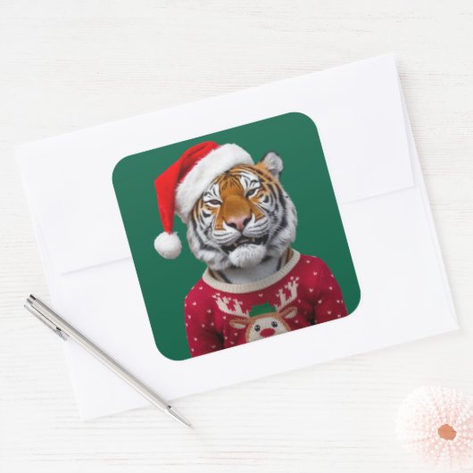 Tijger Kerst Sticker (Envelop)
