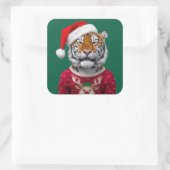 Tijger Kerst Sticker (Tas)