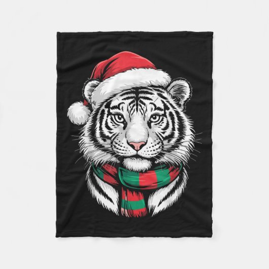 Tijger Kerstman Kerstmuts V Kerstkostuum Fleece Deken (Voorkant)