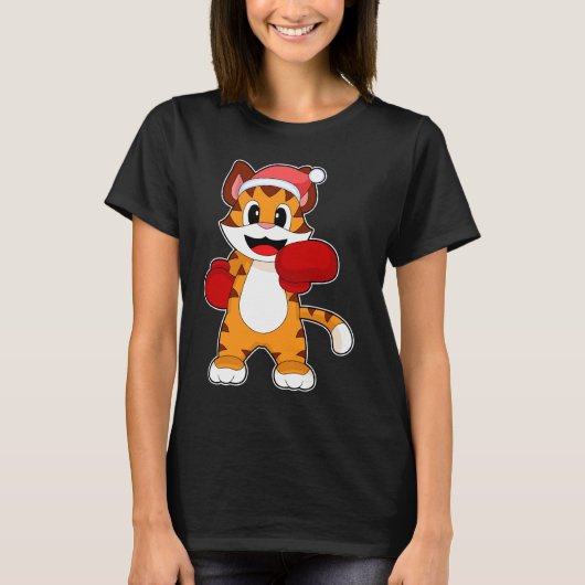 Tijger Kerstmis Boxer T-shirt (Voorkant)