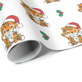 Tijger Kerstmis Winter Dieren Vakantie Tijgers Cadeaupapier (Rol Hoek)