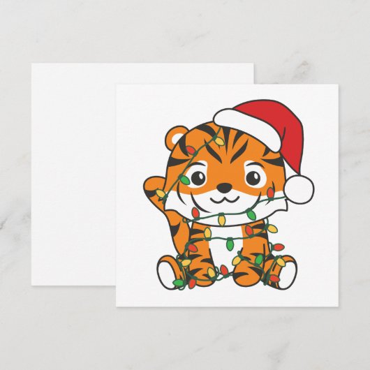 Tijger Kerstmis Winter Dieren Vakantie Tijgers Feestdagenkaart (Voorkant / Achterkant)