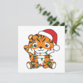 Tijger Kerstmis Winter Dieren Vakantie Tijgers Feestdagenkaart (Staand voorkant)