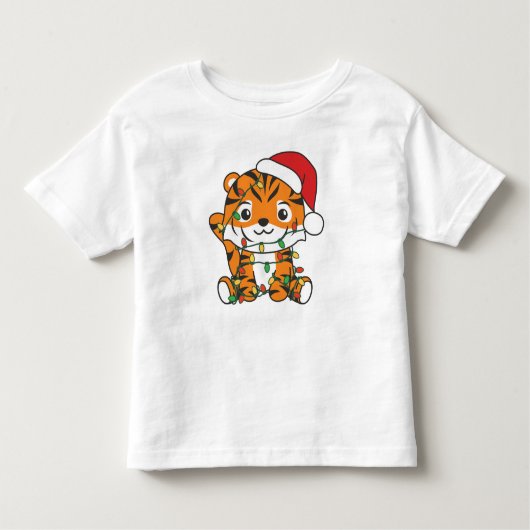 Tijger Kerstmis Winter Dieren Vakantie Tijgers Kinder Shirts (Voorkant)