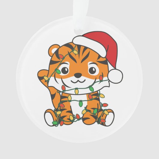 Tijger Kerstmis Winter Dieren Vakantie Tijgers Ornament (voorkant)