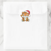 Tijger Kerstmis Winter Dieren Vakantie Tijgers Vierkante Sticker (Tas)