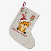 Tijger kerstwinter winterdieren grote ch kerstsok (Voorkant (Hangend))