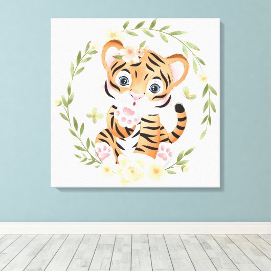 Tijger Kisses Canvas Print (Insitu (Houten vloer))