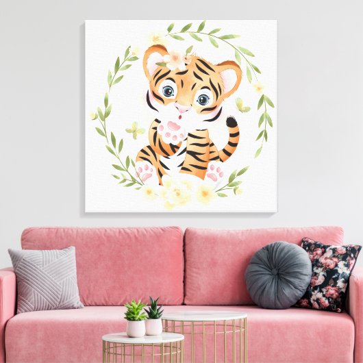 Tijger Kisses Canvas Print (Insitu (Woonkamer))