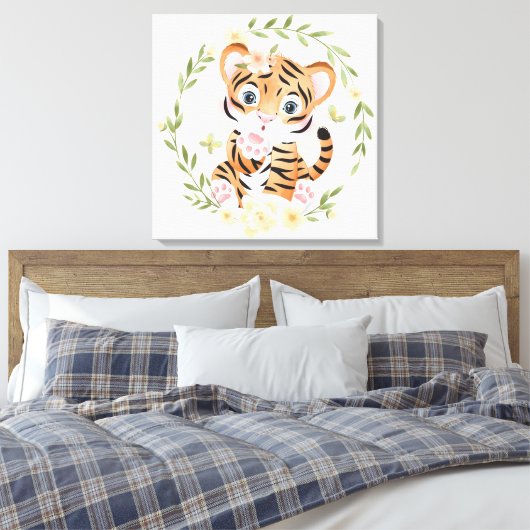 Tijger Kisses Canvas Print (Insitu (Slaapkamer))