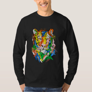 Tijger kleurrijk dier kunst dierenvrienden tijger t-shirt