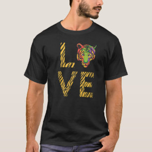 Tijger kleurrijke gezicht strepen liefde exotische t-shirt