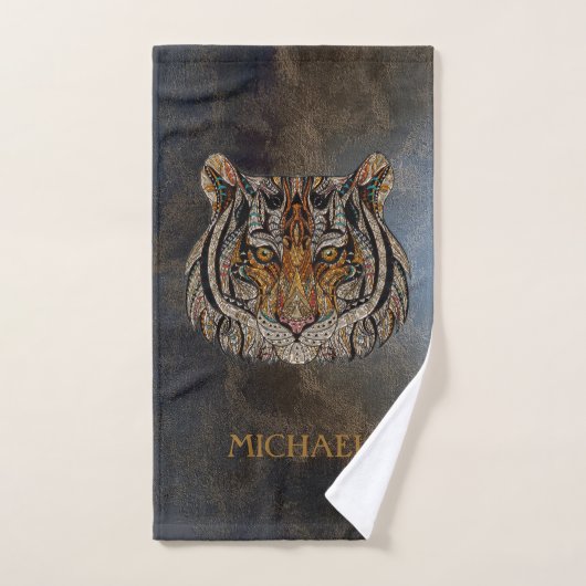 Tijger Kop, Gezicht, Leer Look Bad Handdoek (Handdoek)