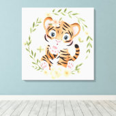 Tijger Kus Canvasprint Canvas Afdruk (Insitu (Houten vloer))