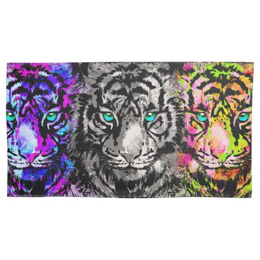 Tijger Kussensloop - 3 Tijgerhoofden (Voorkant)