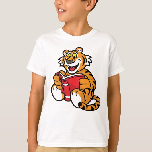 tijger leest boek t-shirt (Voorkant)