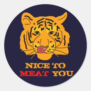 Tijger Leuk om je grappig aanpasbaar vlees te eten Ronde Sticker