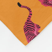 Tijger - Levendig Roze Fleece Deken (Hoek)
