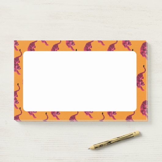 Tijger - Levendig Roze Post-it® Notes (Op bureau)