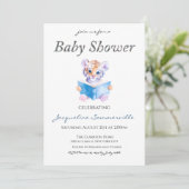 Tijger Lezen van een boek Baby shower Kaart (Staand voorkant)