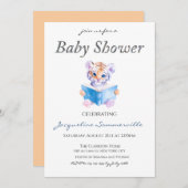 Tijger Lezen van een boek Baby shower Kaart (Voorkant / Achterkant)