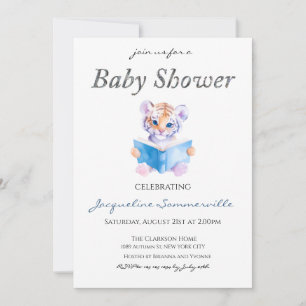 Tijger Lezen van een boek Baby shower Kaart