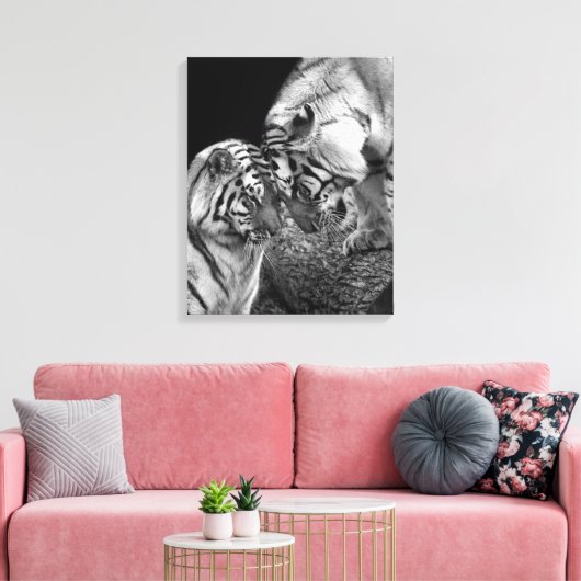 Tijger Liefde Foto op Canvas Wrap (Insitu (Woonkamer))