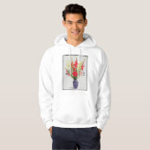 Tijger Lilies Gladioli en Scabious in een blauw Hoodie (Voorkant volledig)