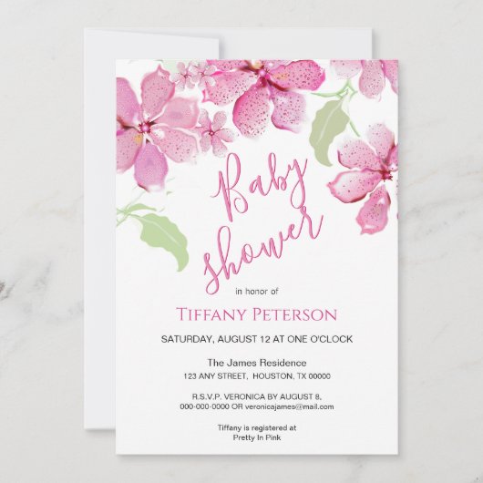 Tijger Lilly Clematis Roze Bloemen | BABY SHOWER Kaart (Voorkant)