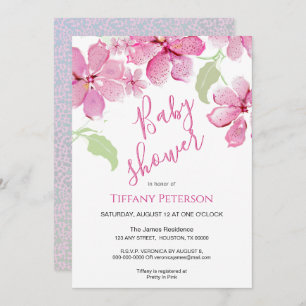 Tijger Lilly Clematis Roze Bloemen   BABY SHOWER Kaart