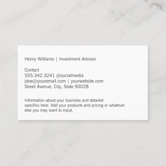 Tijger Logo | Slanke zwarte textuur Visitekaartje (Achterkant)