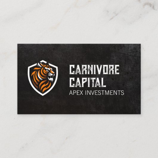 Tijger Logo | Slanke zwarte textuur Visitekaartje (Voorkant)