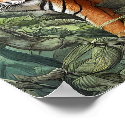 Tijger loopt in het Oerwoud Poster (Hoek)