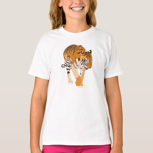 Tijger lopen digitale schilderij Shirten T-shirt (Voorkant)