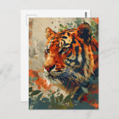 tijger: majestueuze nostalgie briefkaart (Voorkant / Achterkant)