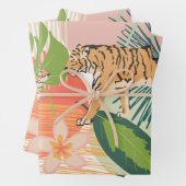 Tijger mam en Baby in het Oerwoud Inpakpapier Vel (In situ)