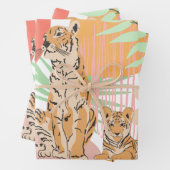 Tijger mam en Baby in het Oerwoud Inpakpapier Vel (In situ)